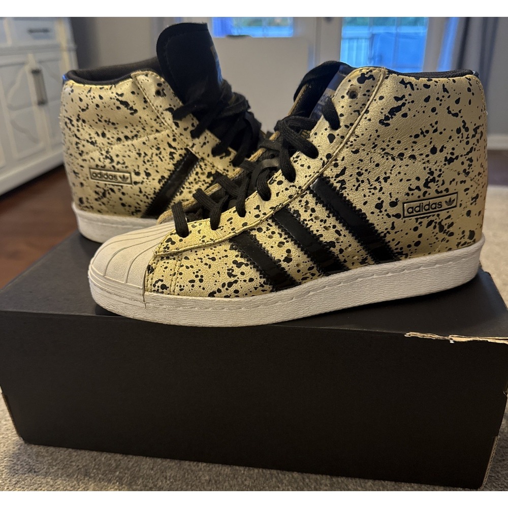 Adidas Superstar Up Wedge Sneakers – Gold/Black SplatterWomen's Size 6.5